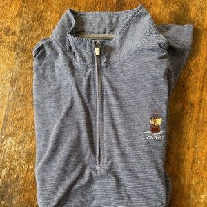 Johnnie-O Cabot Golf quarter zip - Blue/Grey stripe - Size XL